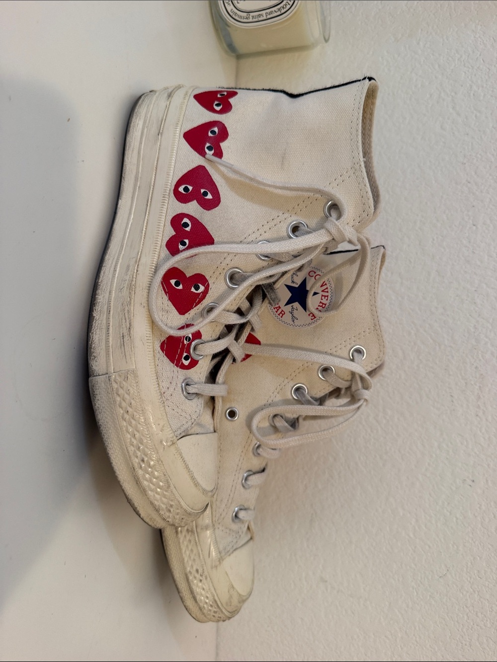 CDG Converse White High Top Sneakers